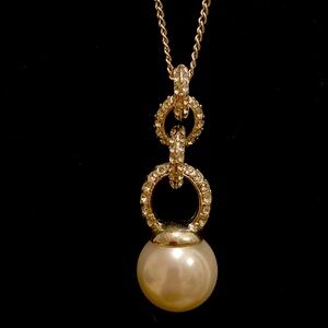 Cezanne Crystal and faux pearl drop necklace